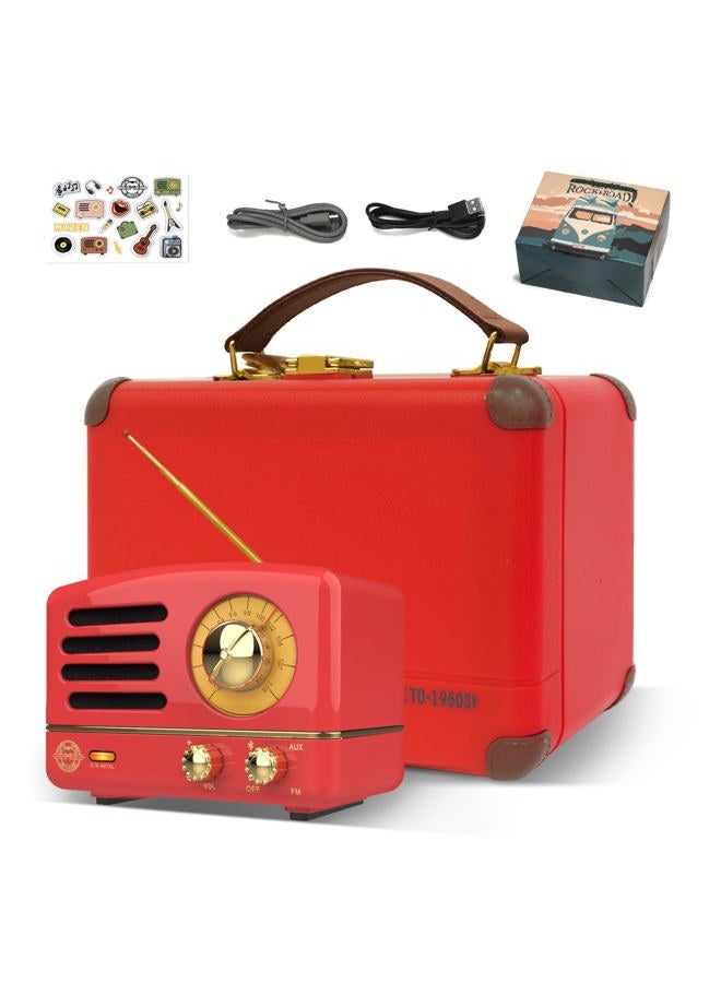 Muzen Portable Bluetooth Speaker, OTR Metal Retro Small Wireless Speaker, FM Radio with Antenna AUX, 10h+ Long Playtime, High Fidelity Stereo Audio with Suitcase, Room Office Decor, Festival Gift - Image 1
